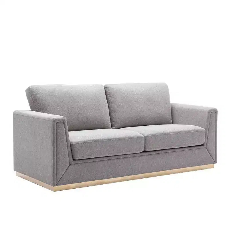 77-Inch Gray Linen 2-Seat Sofa with Metal Base