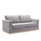 77-Inch Gray Linen 2-Seat Sofa with Metal Base