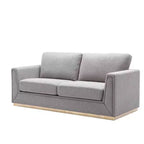 77-Inch Gray Linen 2-Seat Sofa with Metal Base