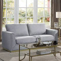 77-Inch Gray Linen 2-Seat Sofa with Metal Base
