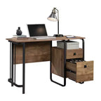 Single Pedestal Home Office Desk with Drawers and Open Shelf