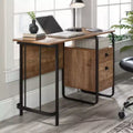 Single Pedestal Home Office Desk with Drawers and Open Shelf