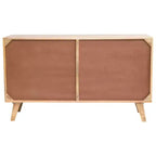 Mango Wood Console with Woven Rope Doors and Divided Storage