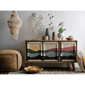 Mango Wood Console with Woven Rope Doors and Divided Storage