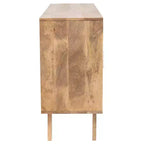 Mango Wood Console with Woven Rope Doors and Divided Storage
