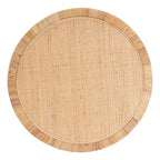 Round Rattan Wood Coffee Table with Open Shelf Storage