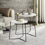 Round MDF End Table with Iron Base, Industrial Style