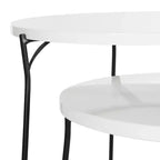 Round MDF End Table with Iron Base, Industrial Style