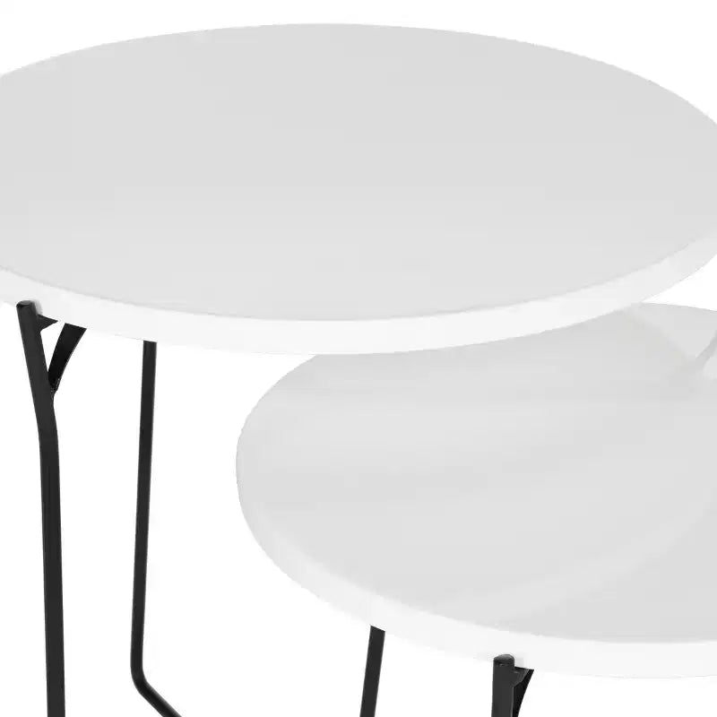 Round MDF End Table with Iron Base, Industrial Style