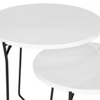 Round MDF End Table with Iron Base, Industrial Style