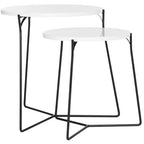 Round MDF End Table with Iron Base, Industrial Style