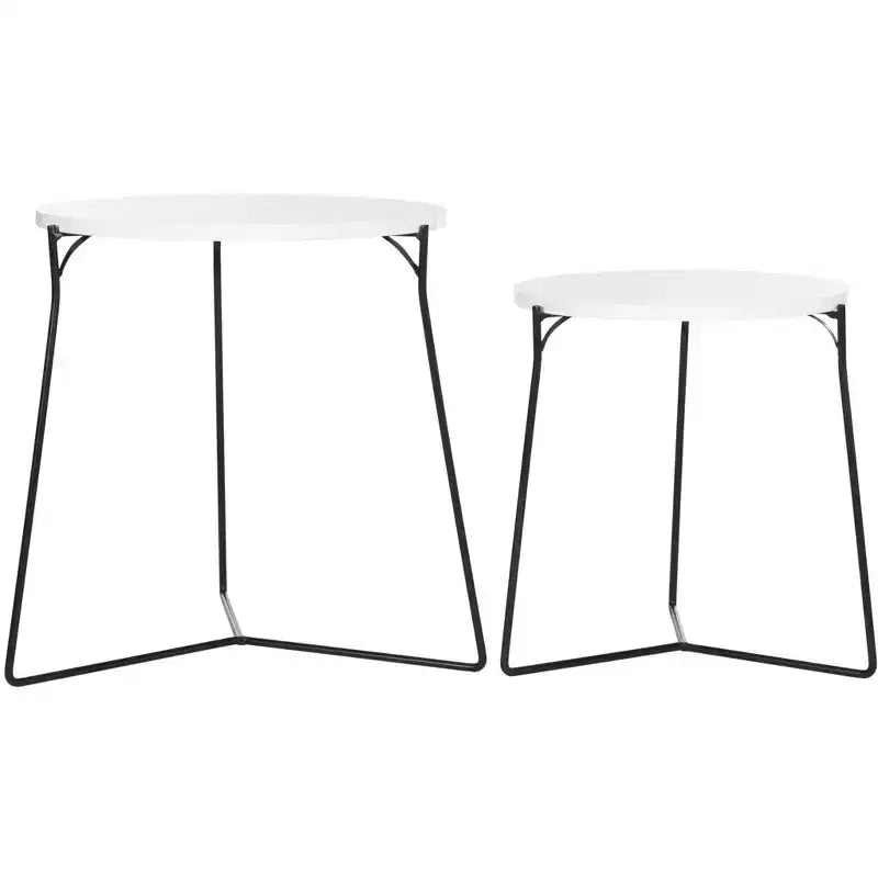 Round MDF End Table with Iron Base, Industrial Style