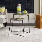 Round MDF End Table with Iron Base, Industrial Style