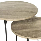 Round MDF End Table with Iron Base, Industrial Style