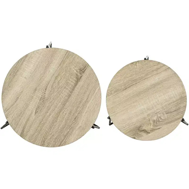 Round MDF End Table with Iron Base, Industrial Style