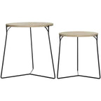 Round MDF End Table with Iron Base, Industrial Style