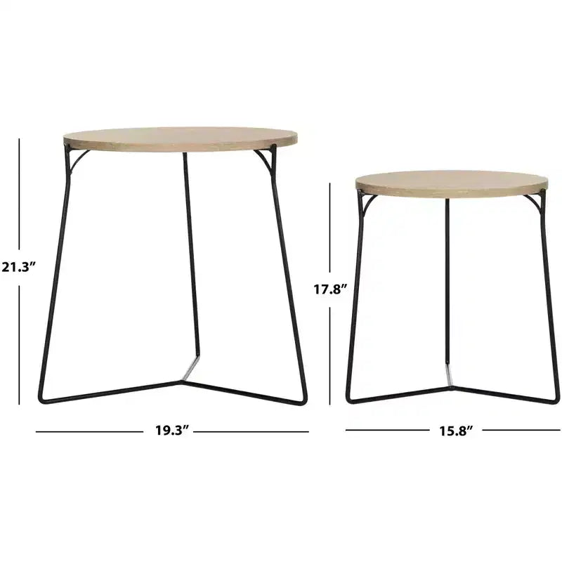 Round MDF End Table with Iron Base, Industrial Style