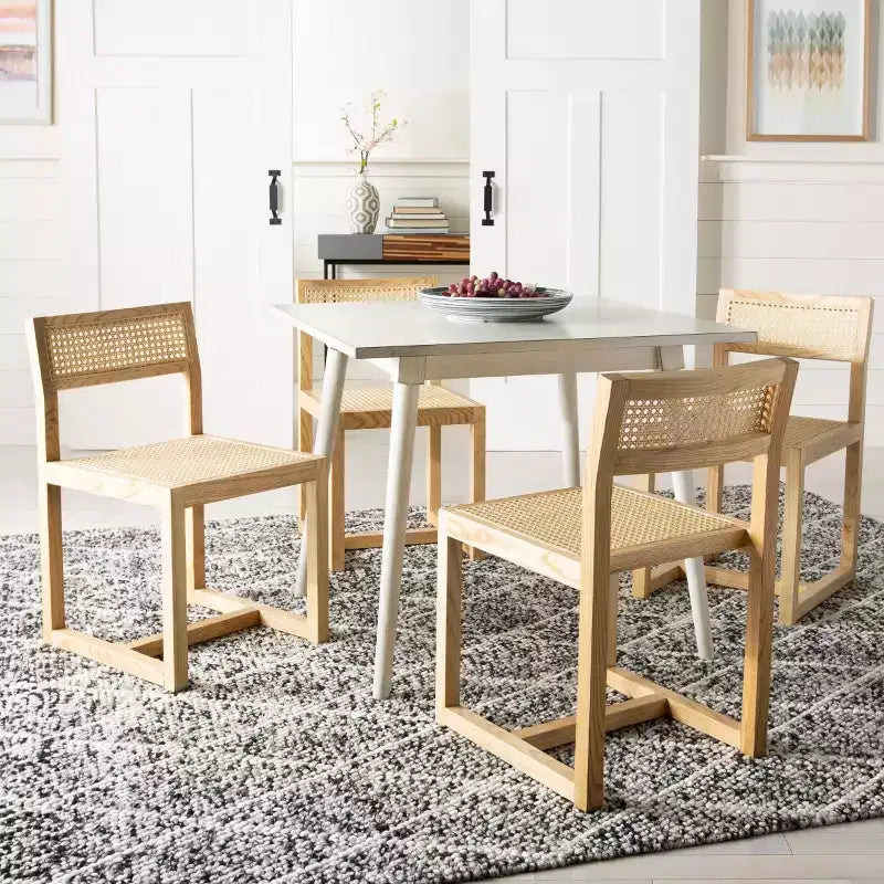 Elm Wood and Cane Dining Chair, Armless, 275 lb Capacity