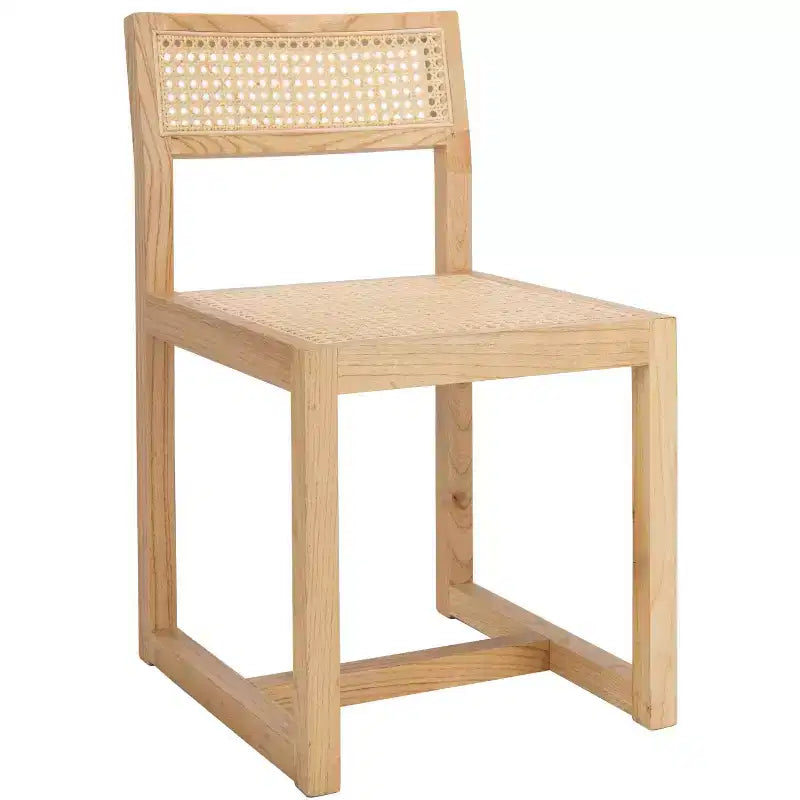 Elm Wood and Cane Dining Chair, Armless, 275 lb Capacity