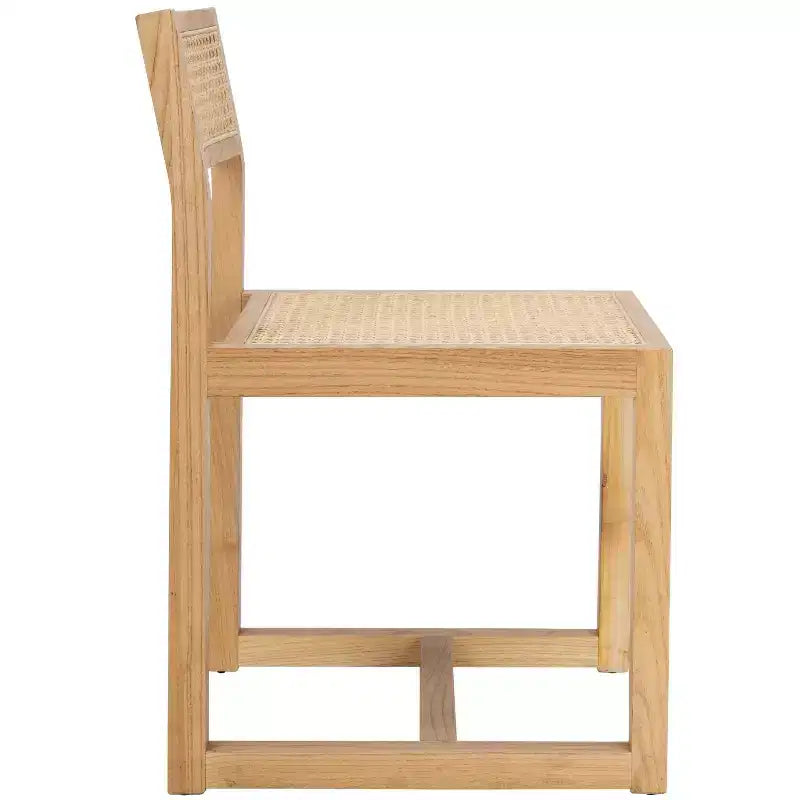 Elm Wood and Cane Dining Chair, Armless, 275 lb Capacity