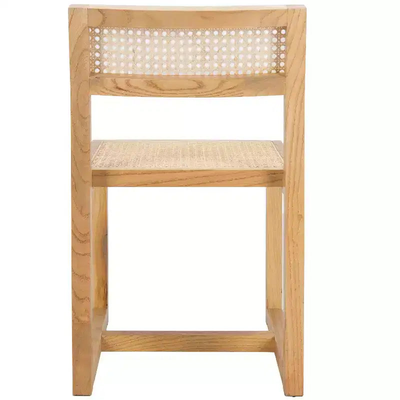 Elm Wood and Cane Dining Chair, Armless, 275 lb Capacity
