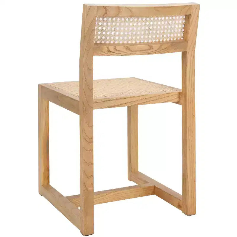 Elm Wood and Cane Dining Chair, Armless, 275 lb Capacity