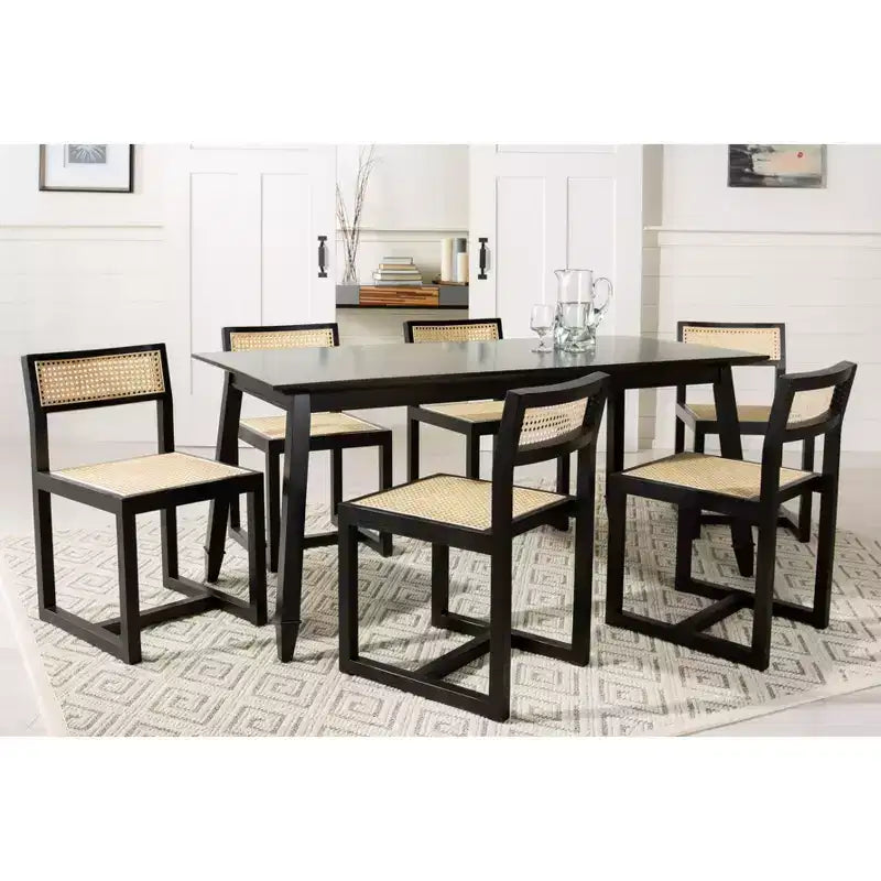 Elm Wood and Cane Dining Chair, Armless, 275 lb Capacity