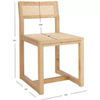 Elm Wood and Cane Dining Chair, Armless, 275 lb Capacity