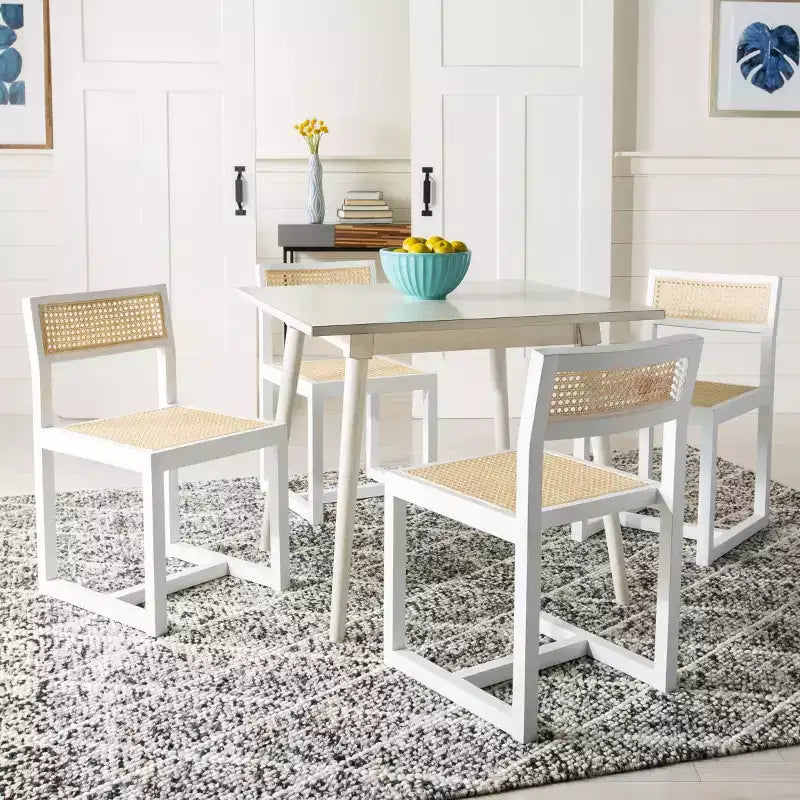 Elm Wood and Cane Dining Chair, Armless, 275 lb Capacity