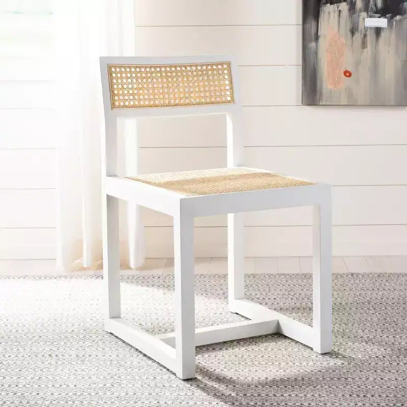 Elm Wood and Cane Dining Chair, Armless, 275 lb Capacity