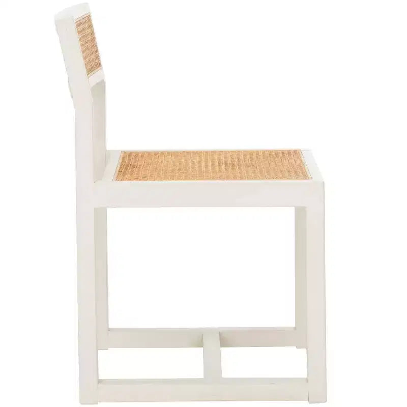 Elm Wood and Cane Dining Chair, Armless, 275 lb Capacity