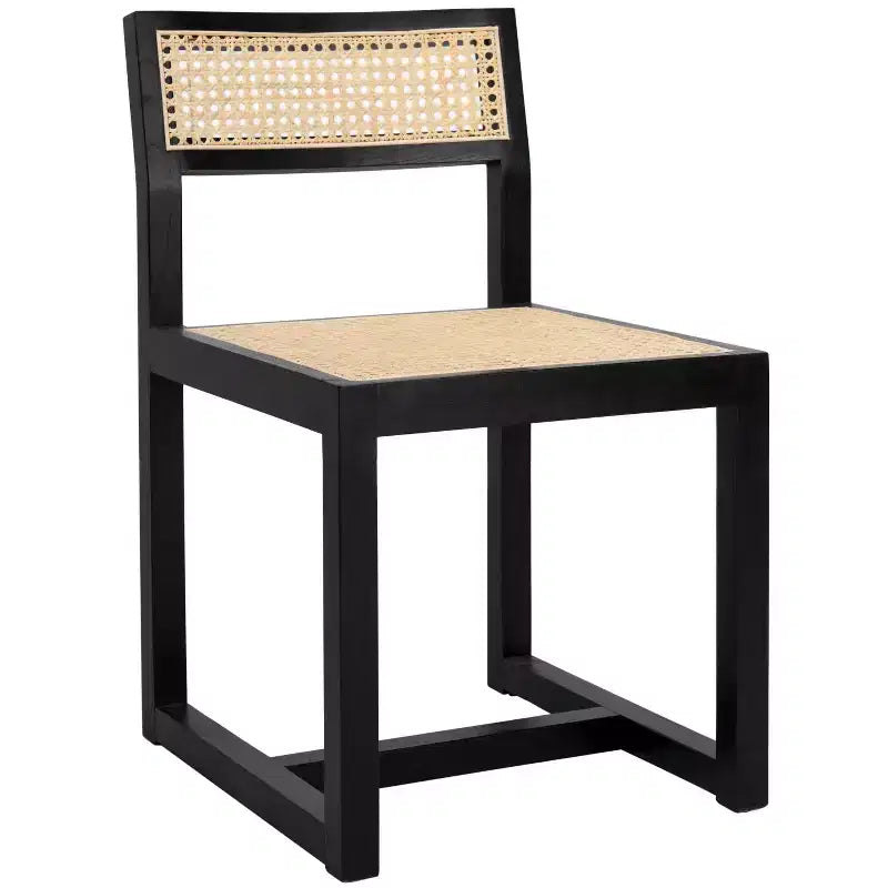 Elm Wood and Cane Dining Chair, Armless, 275 lb Capacity