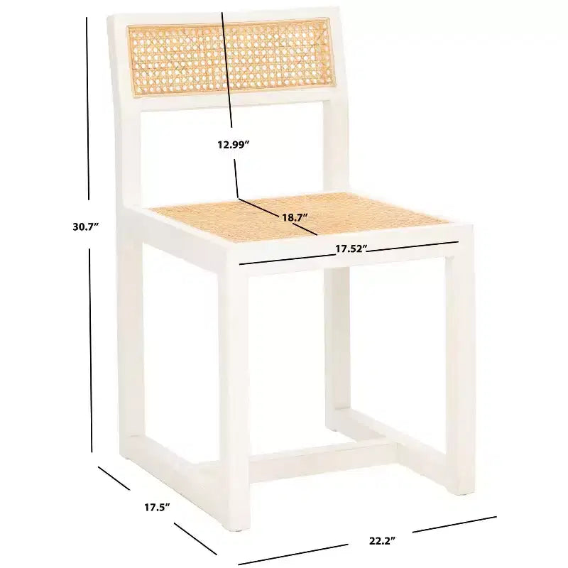 Elm Wood and Cane Dining Chair, Armless, 275 lb Capacity