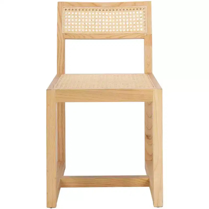 Elm Wood and Cane Dining Chair, Armless, 275 lb Capacity