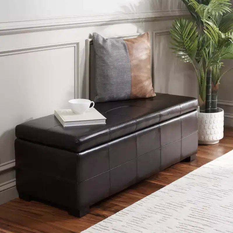 Large Tufted Storage Bench with Hinged Lid, 550 lb Capacity