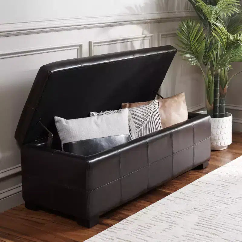 Large Tufted Storage Bench with Hinged Lid, 550 lb Capacity