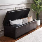 Large Tufted Storage Bench with Hinged Lid, 550 lb Capacity