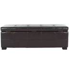Large Tufted Storage Bench with Hinged Lid, 550 lb Capacity