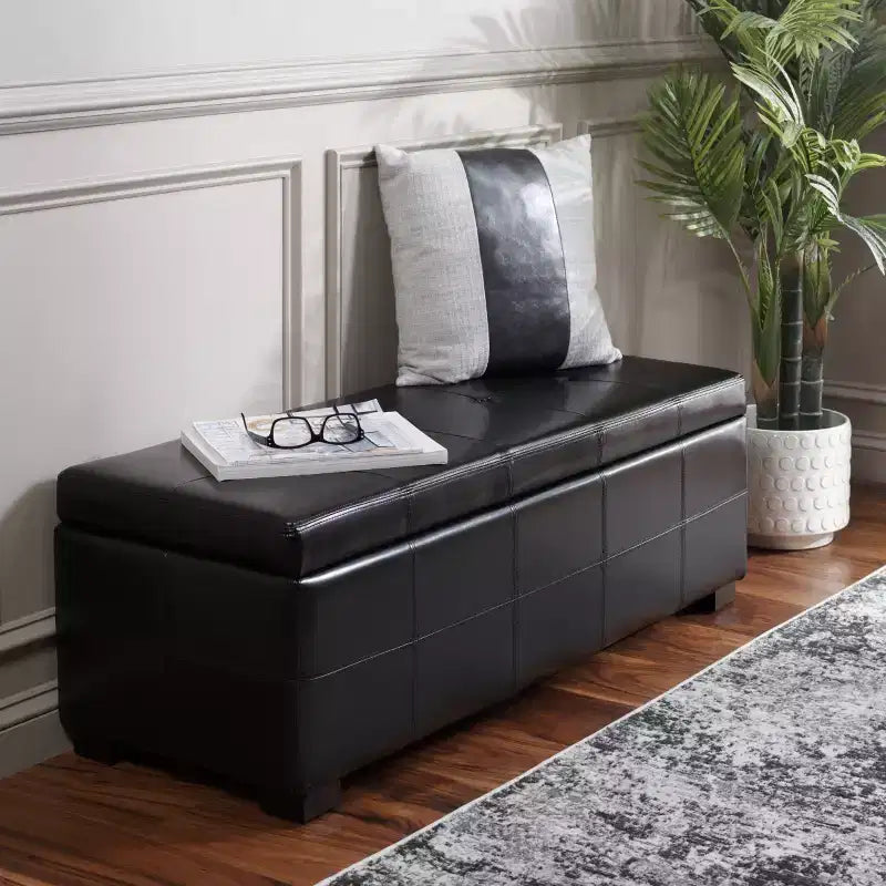 Large Tufted Storage Bench with Hinged Lid, 550 lb Capacity