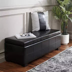 Large Tufted Storage Bench with Hinged Lid, 550 lb Capacity