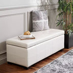 Large Tufted Storage Bench with Hinged Lid, 550 lb Capacity