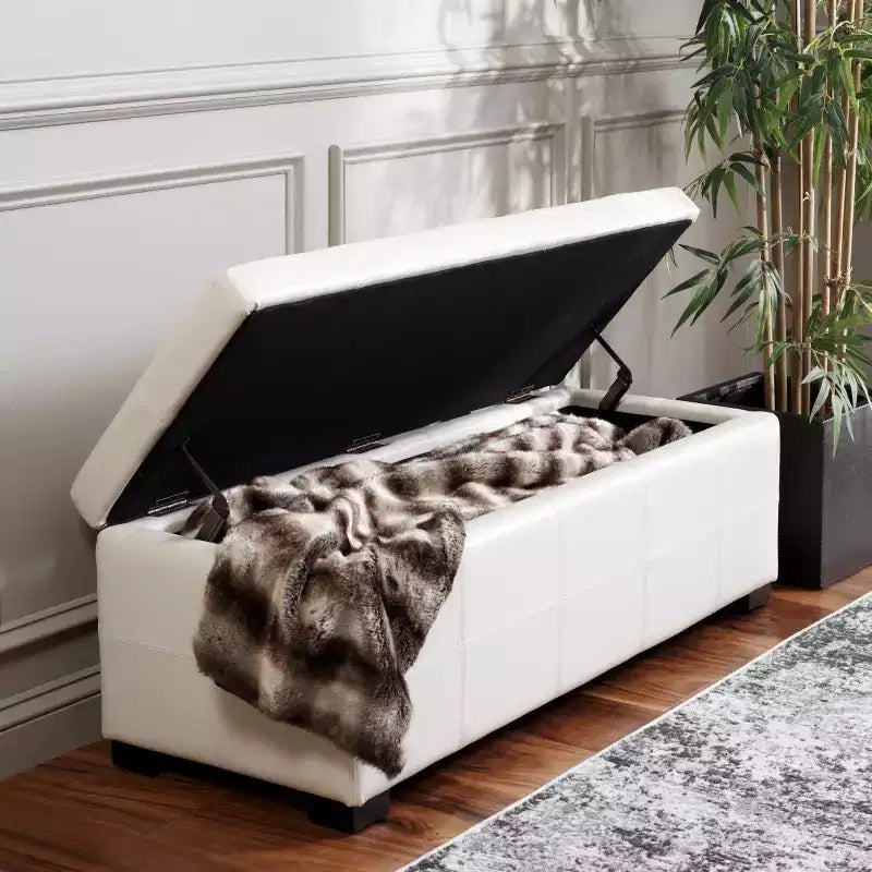 Large Tufted Storage Bench with Hinged Lid, 550 lb Capacity