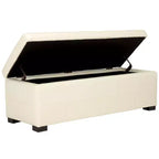 Large Tufted Storage Bench with Hinged Lid, 550 lb Capacity
