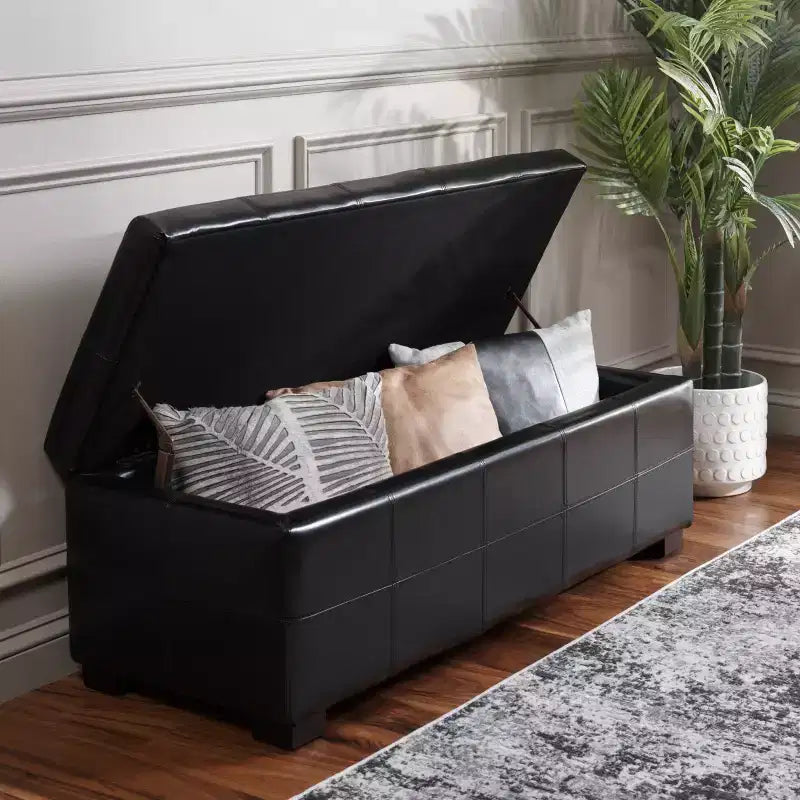 Large Tufted Storage Bench with Hinged Lid, 550 lb Capacity