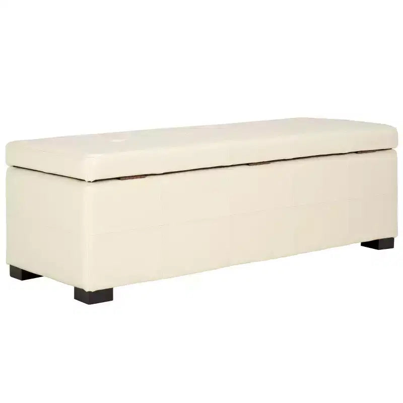Large Tufted Storage Bench with Hinged Lid, 550 lb Capacity