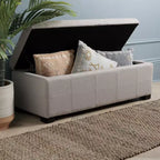 Large Tufted Storage Bench with Hinged Lid, 550 lb Capacity