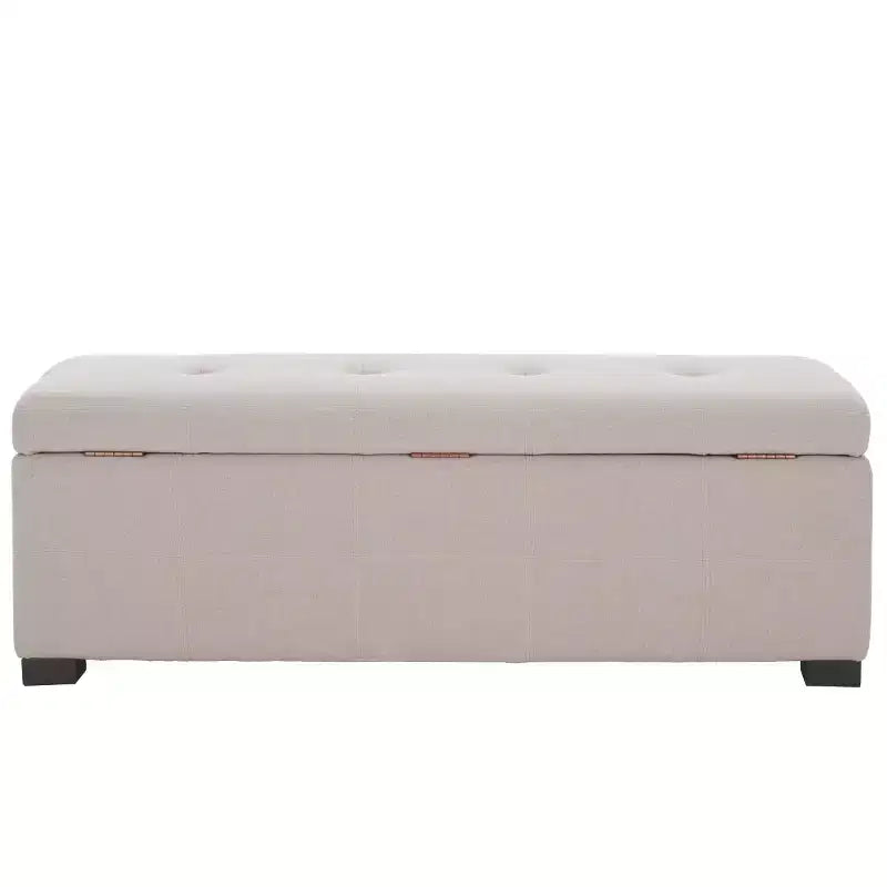 Large Tufted Storage Bench with Hinged Lid, 550 lb Capacity