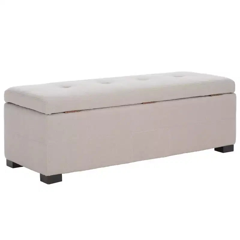 Large Tufted Storage Bench with Hinged Lid, 550 lb Capacity