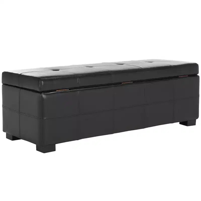 Large Tufted Storage Bench with Hinged Lid, 550 lb Capacity