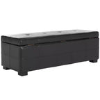 Large Tufted Storage Bench with Hinged Lid, 550 lb Capacity